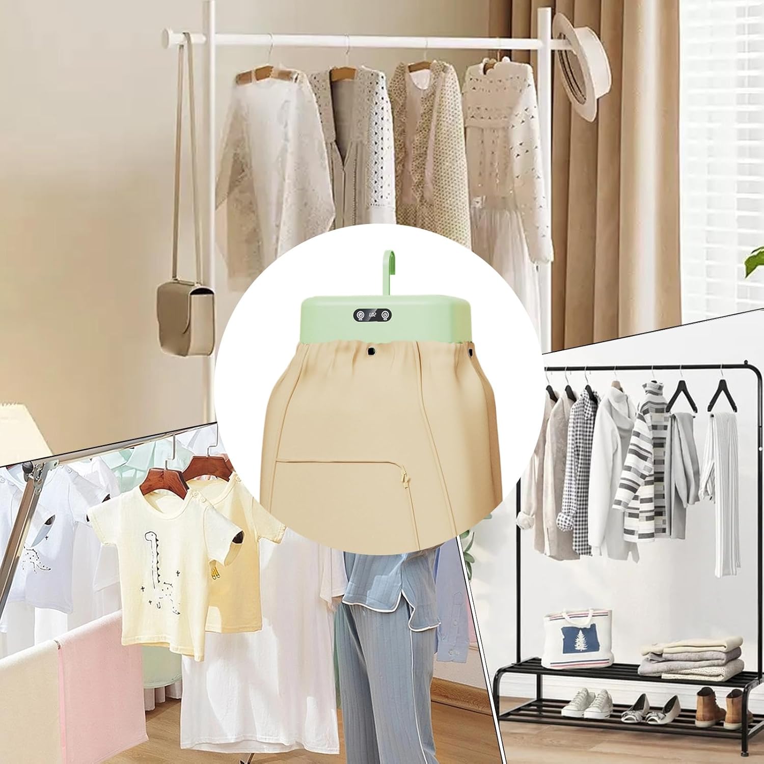 Portable Dryers for Laundry | with Dust-proof Cover,Travel Portable Dryer,for Outdoor Indoor Apartment Dorm Camping Bathroom Balcony Patio Kitchen Closet