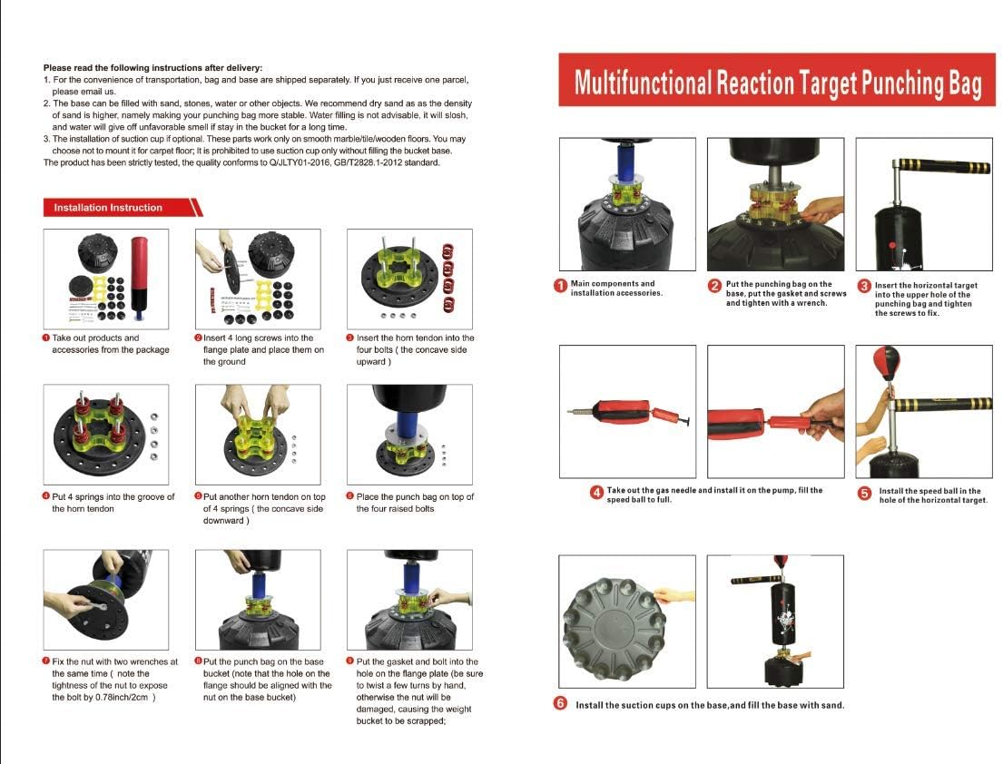 Boxing Punching Bag Adult Response Target Rotating Vertical Stick Target Home Training Device Practice Sanda Equipment Dodge Speed Ball (Black) : Sports & Outdoors