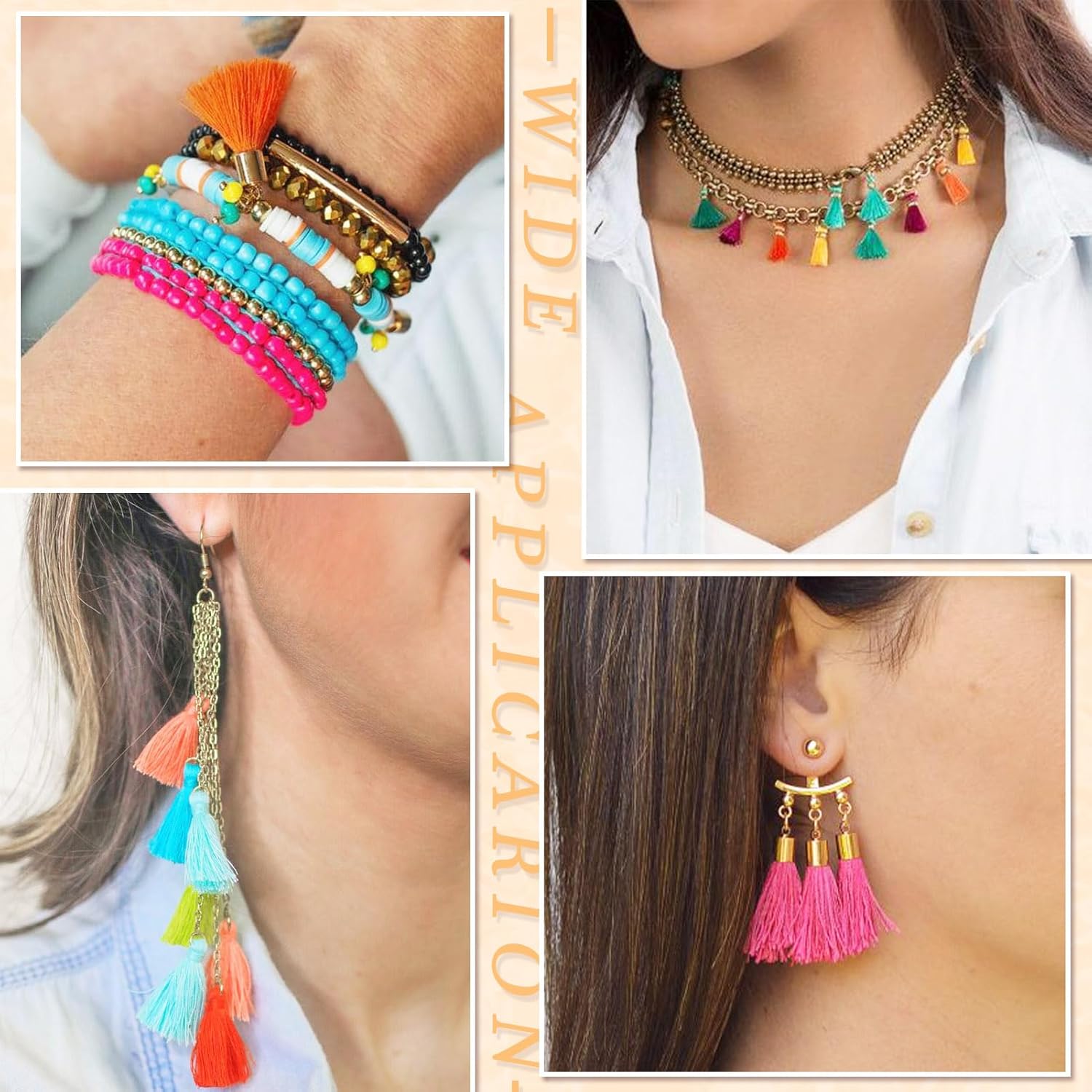 Beadthoven 50pcs 25 Colors Mini Cotton Tassels Multi-Color Tiny Craft Tassels Small Cotton Thread Tassel Pendants with Plastic Findings for Earrings Jewelry Making Keychains Bag Charms DIY Accessories - Image 2