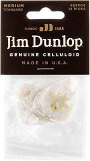 Dunlop 483P04MD Genuine Celluloid, White Pearloid, Medium, 12/Player's Pack