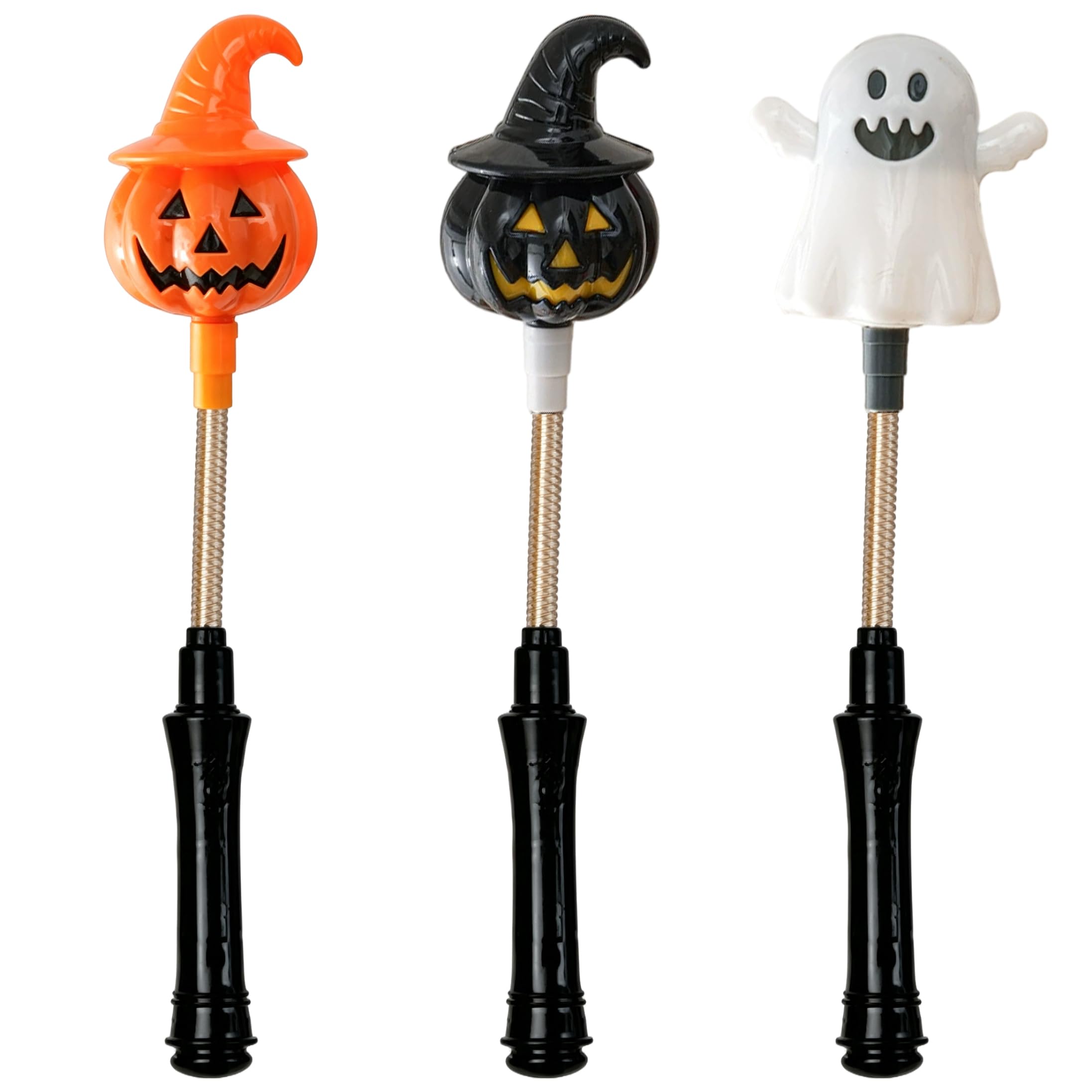 3PCS Halloween Light Up Wands for Kids, Pumpkin Ghost LED Toys Party Favor.