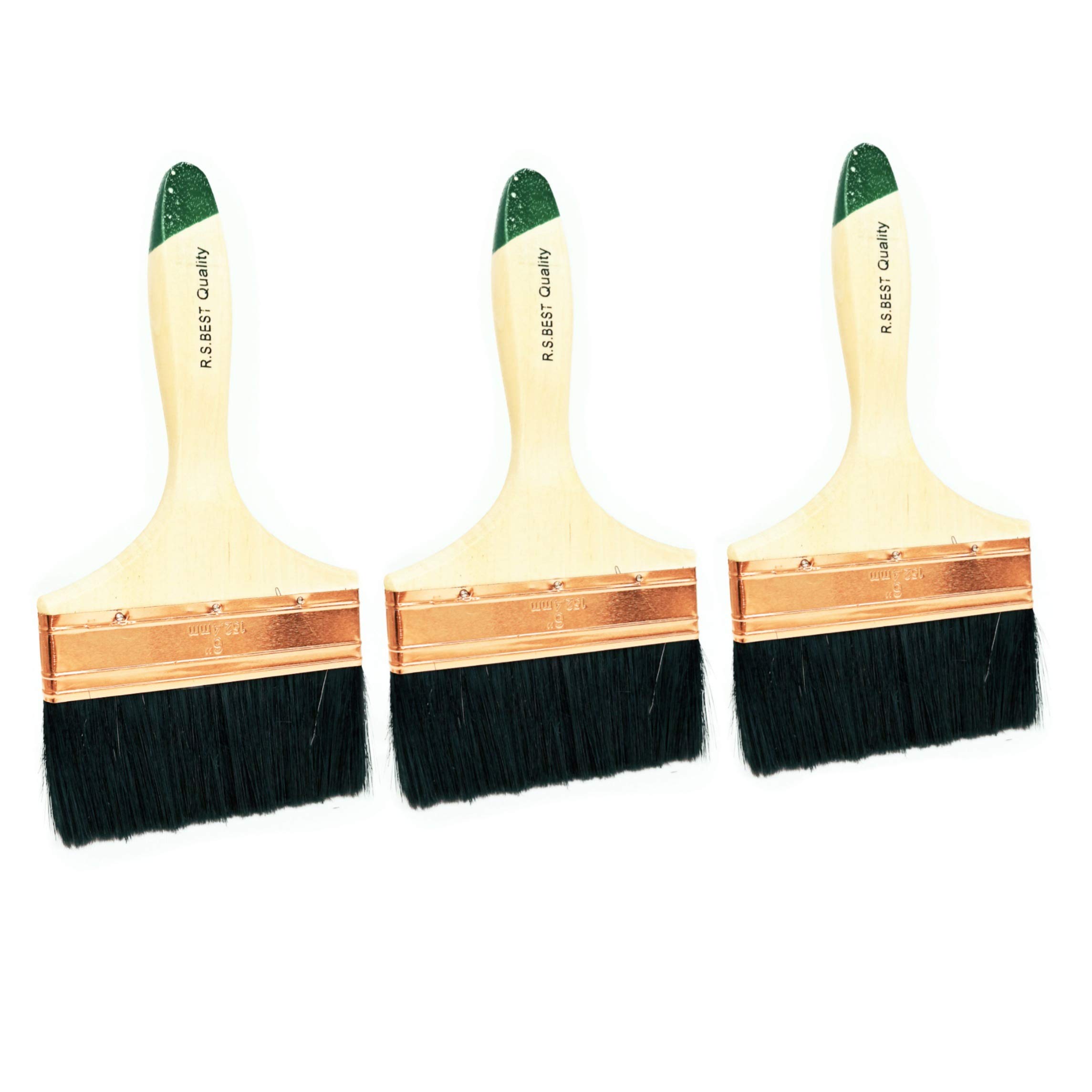DARIT 3 PCS 6" Copper Bound Bristle Blend Art Wall Plasterers Water Splash Oil Paint Brush (3) 4