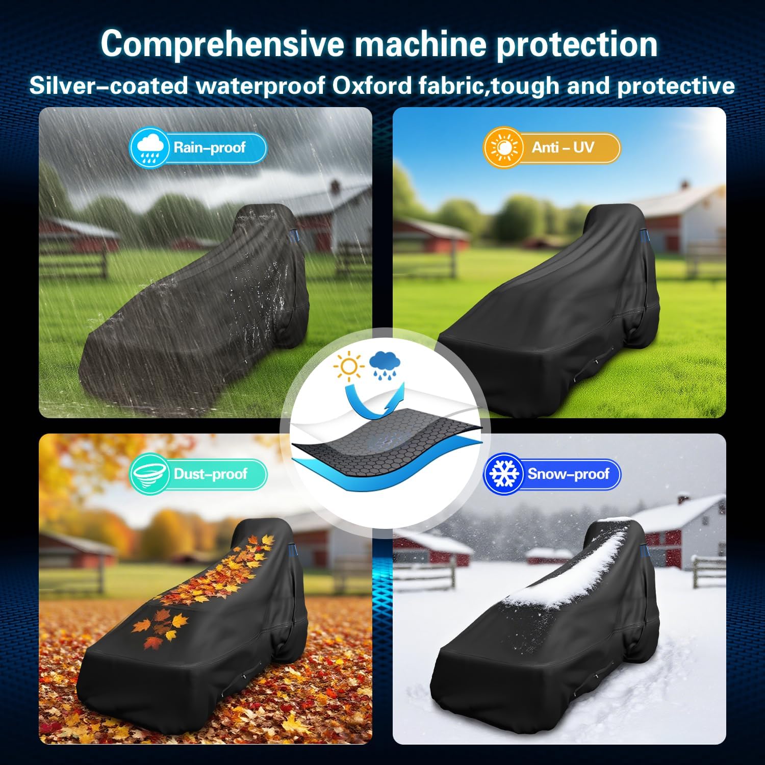 2026 Upgraded 600D Tractor Cover,Tractor Covers Waterproof Heavy Duty,Upgraded Version Universal Tractor Cover (189 L x 76 W x 86 H in)，600D Oxford Cloth Waterproof, UV Protection, Dustproof