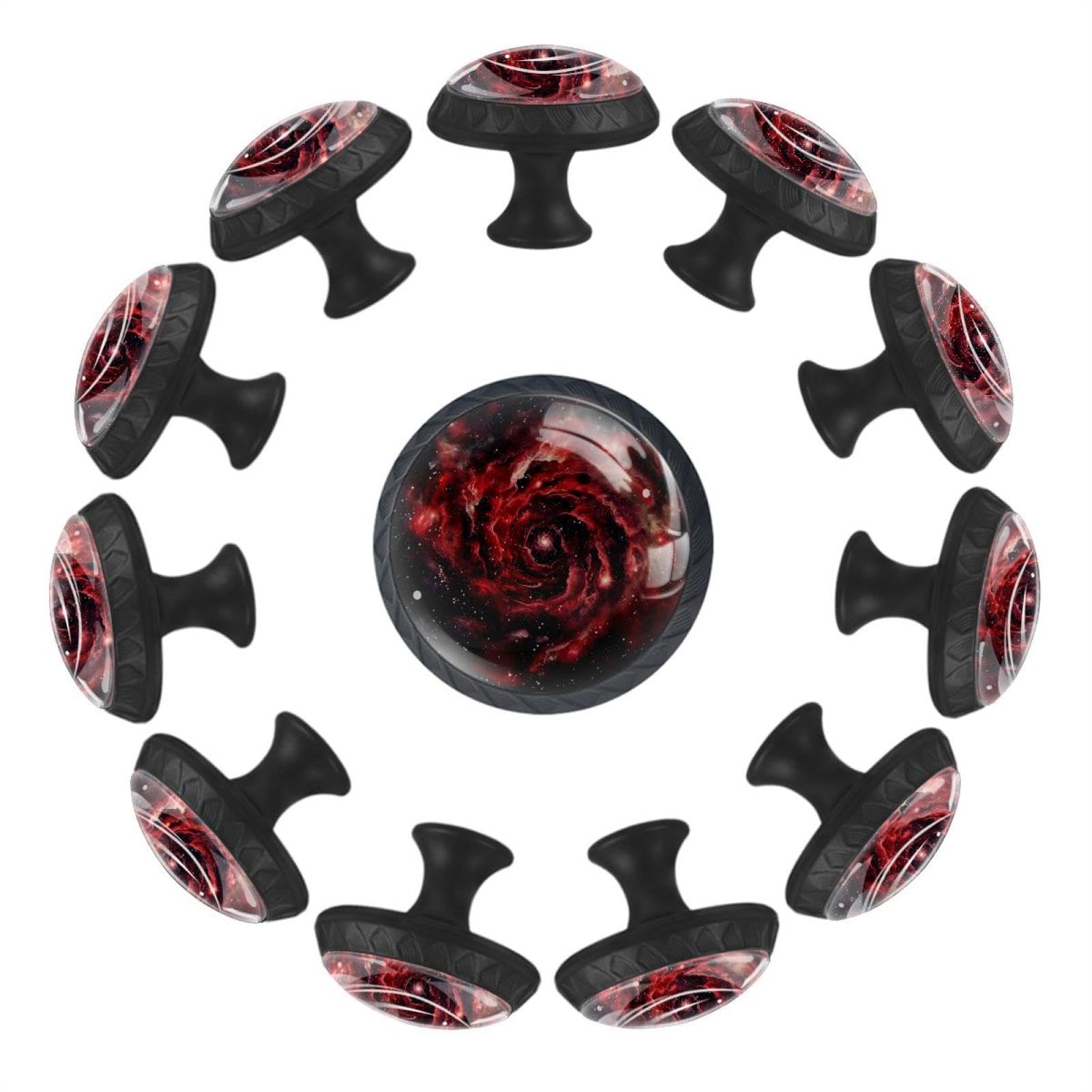 Bouton de placard de cuisine rond et poignée de meuble décorative galaxie rose rouge pour tiroir