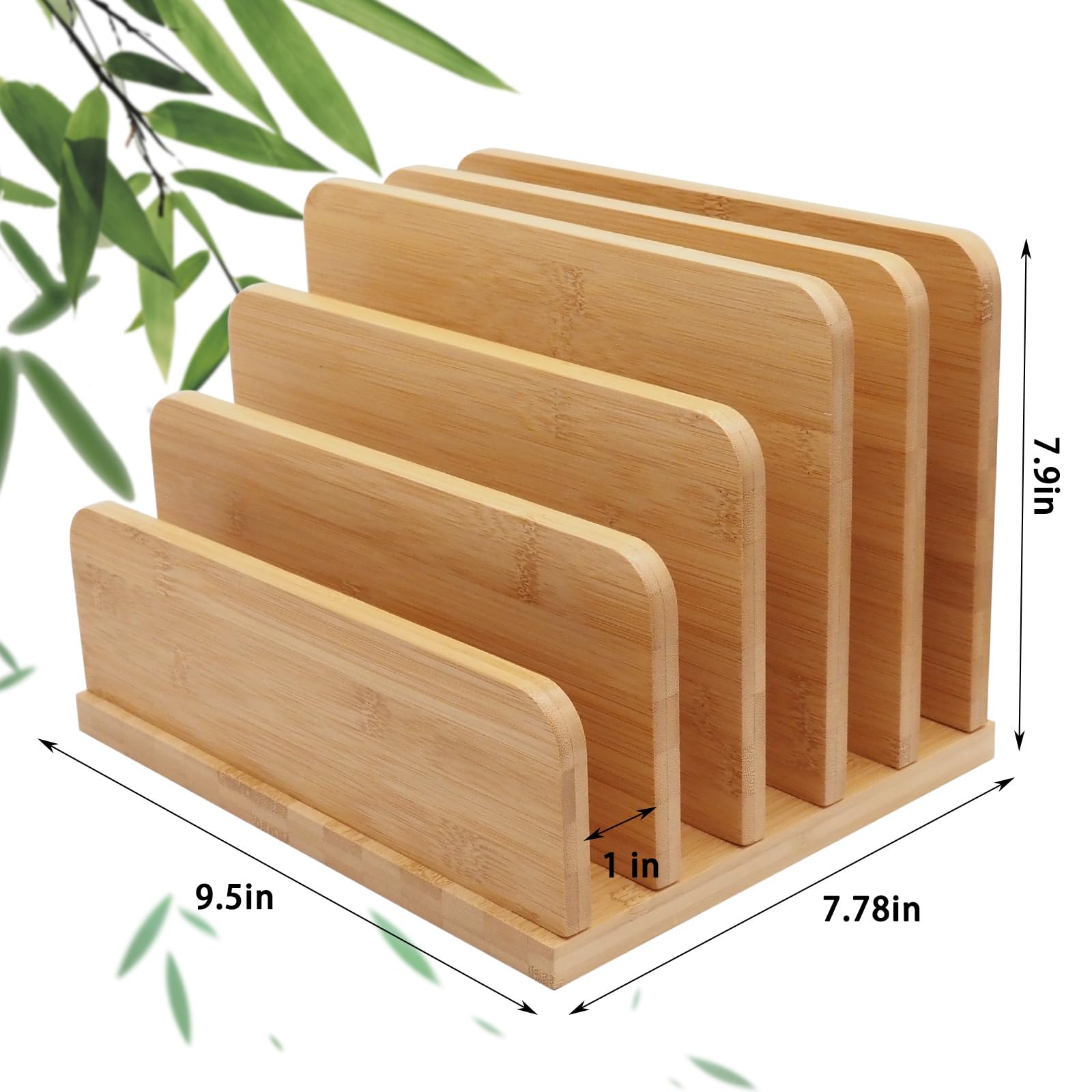 Snapklik.com : Desk File Mail Organizer Countertop, 5 Slots Bamboo ...