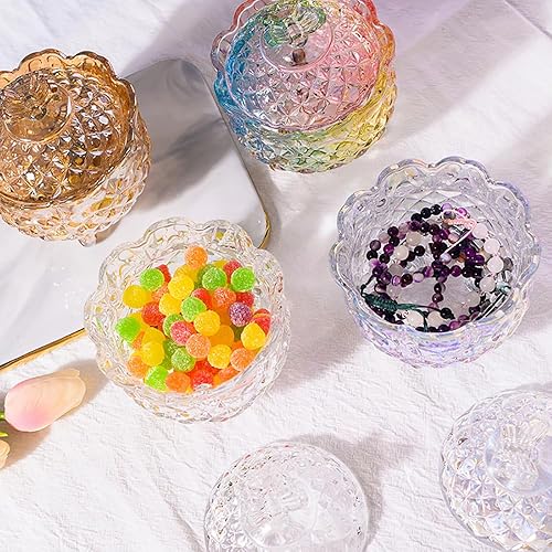 Vista 76 de Colorful Crystal Glass Candy Snack Barrel Storage Jar Embossed Luxury Cookie Buffet Canister With Lids Jewelry Box Jar Biscuit Containers