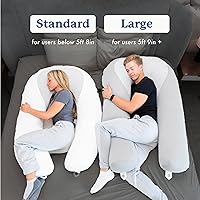 Vista 5 de Plufl Hugl - Almohada corporal refrescante para adultos, hecha con espuma viscoelástica, almohadas de maternidad en forma de U, ideales