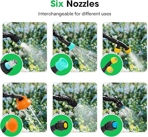 Miniatura 4 de VIVOGROW Pulverizador a batería, pulverizador de bomba eléctrica de 2.1 galones8L con seis boquillas, correa de hombro ajustable y varita de