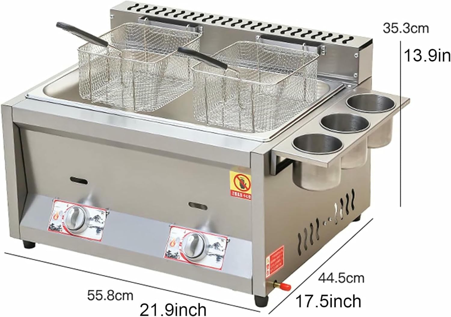 Gas Deep Fryer, Commercial Countertop Gas Fryerwith Basket And Splash-Proof Lid, Adjustable Firepower, For Commercial Restaurant Home Kitchen~/
