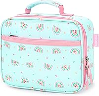 Vista 17 de mibasies Lonchera infantil para niñas pequeñas, bolsa de almuerzo aislada y reutilizable para la escuela, fresas surtidas, color rosa
