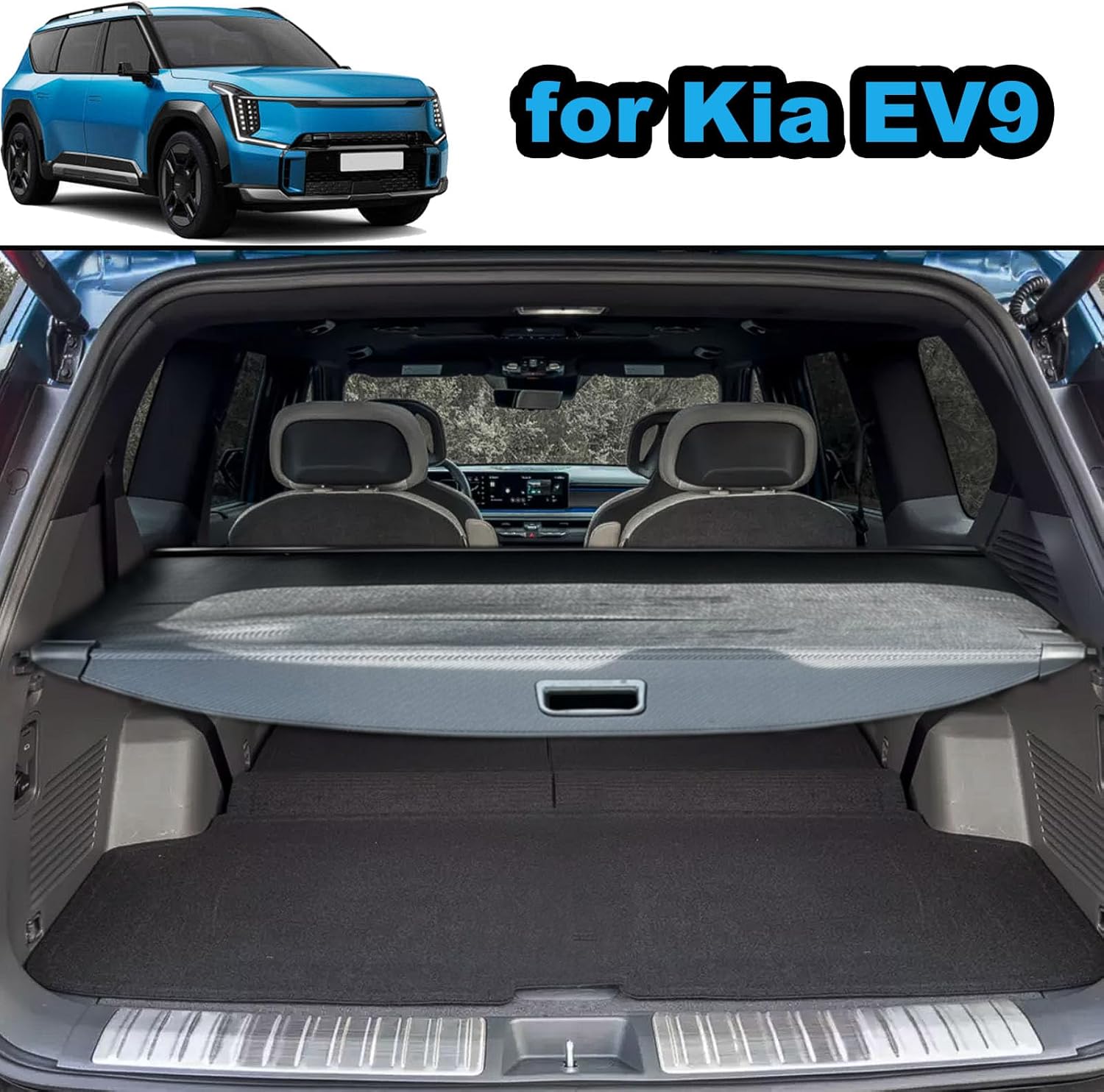 Cargo Cover for Kia EV9 Accessories,Retractable Trunk Cover Privacy Security Screen Luggage Shield Shade for Kia EV9 Accessories（Carbon Fiber Texture）
