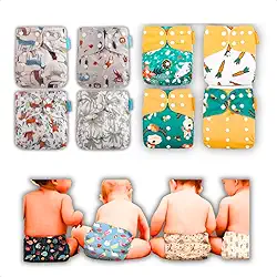 Kit 8 Fraldas Ecológicas De Pano Premium + 12 Absorventes 6 camadas Reutilizáveis (Sem Gênero)