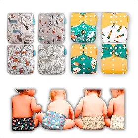 Kit 8 Fraldas Ecológicas De Pano Premium + 12 Absorventes 6 camadas Reutilizáveis (Sem Gênero)
