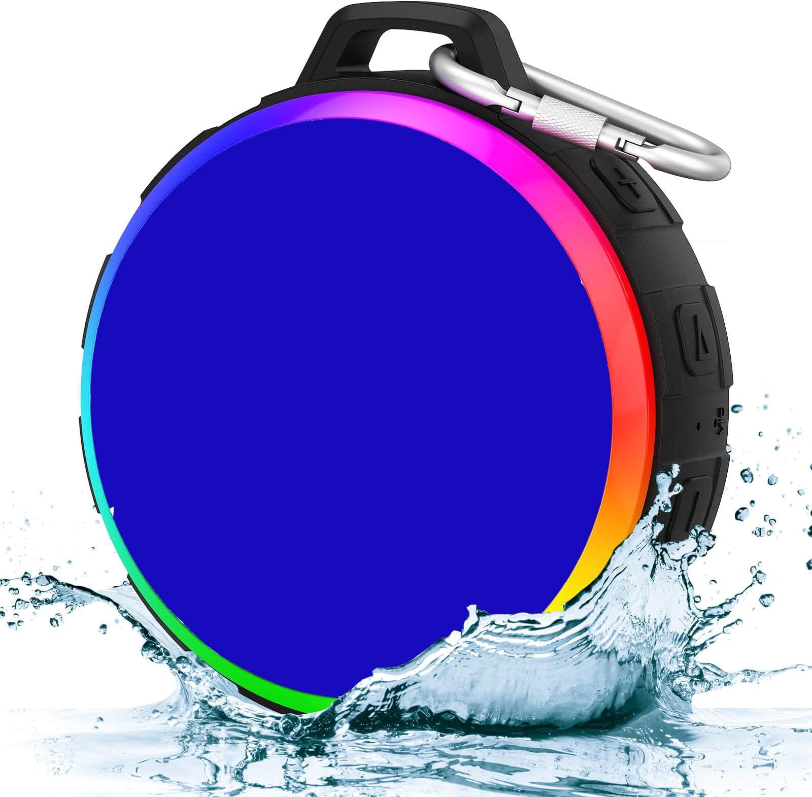 Kunodi Bluetooth Shower Speaker with IPX7 Waterproof, Dynamic Lights, Crisp Clear Sound, True Wireless Stereo, Clip Portable for Pool Beach Boat Kayak Float Golf