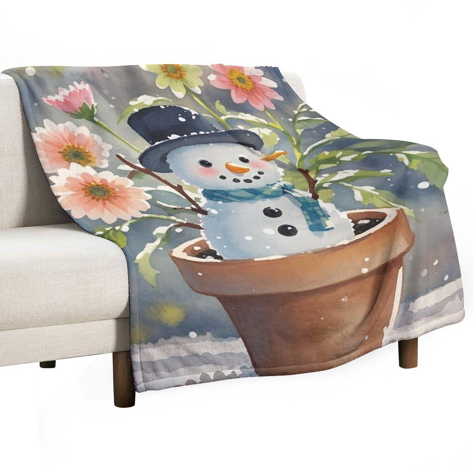 Couverture flanelle bonhomme de neige 140x177.8cm toutes saisons légère