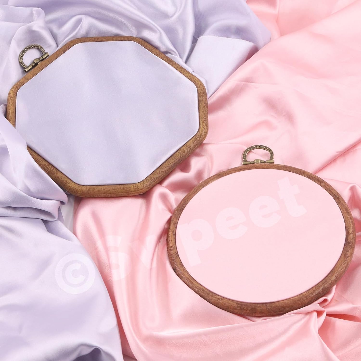 Swpeet 3Pcs 4/ 6.1/ 7.7 Inches Circle Embroidery Hoops Kit, Imitated Wood Plastic Display Frame, Circle Cross Stitch Hoop Rings for Art Craft Sewing and Hanging Ornaments Home Decor