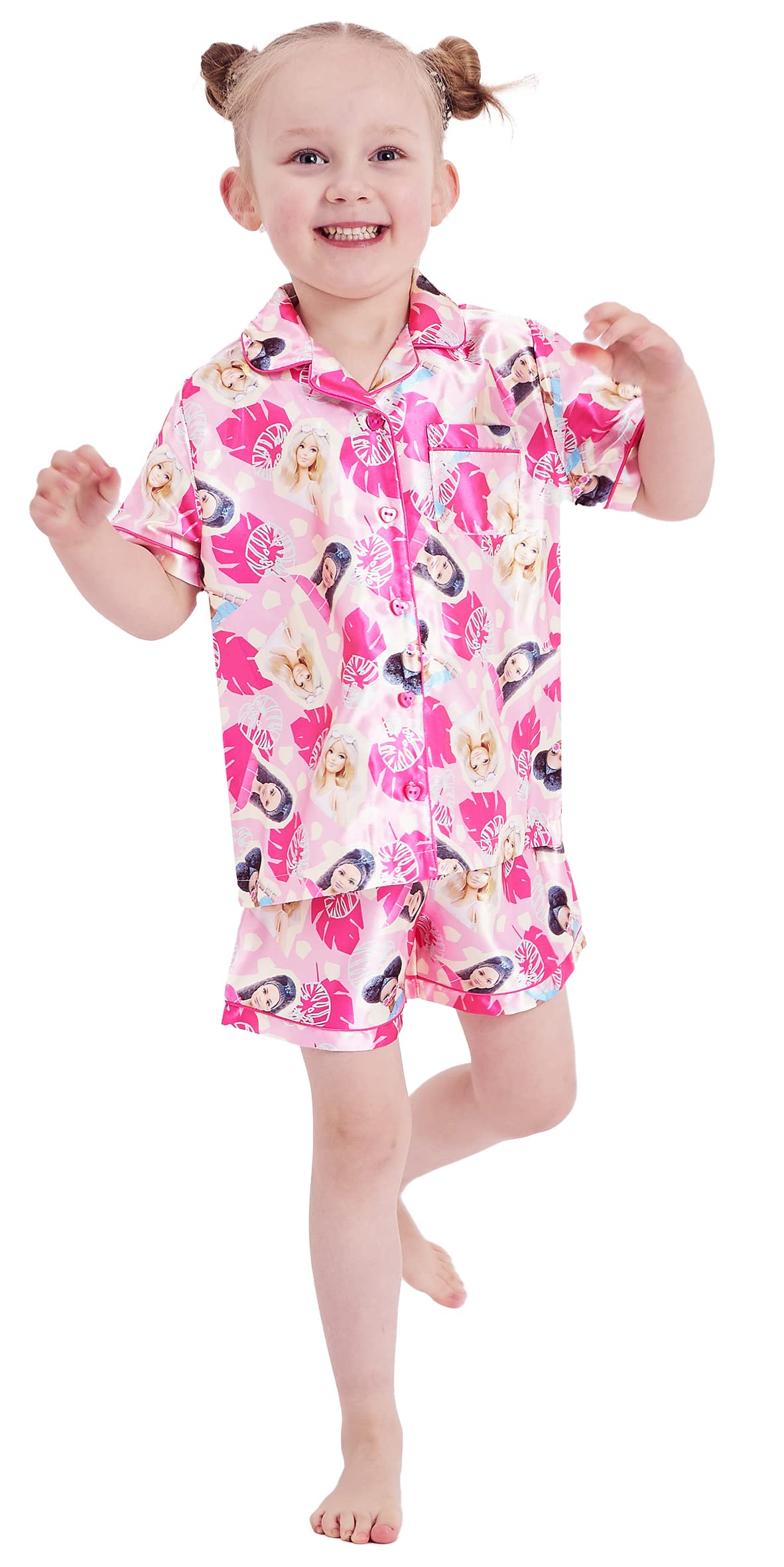 Barbie Girls Short Pyjamas Satin Button Pyjamas