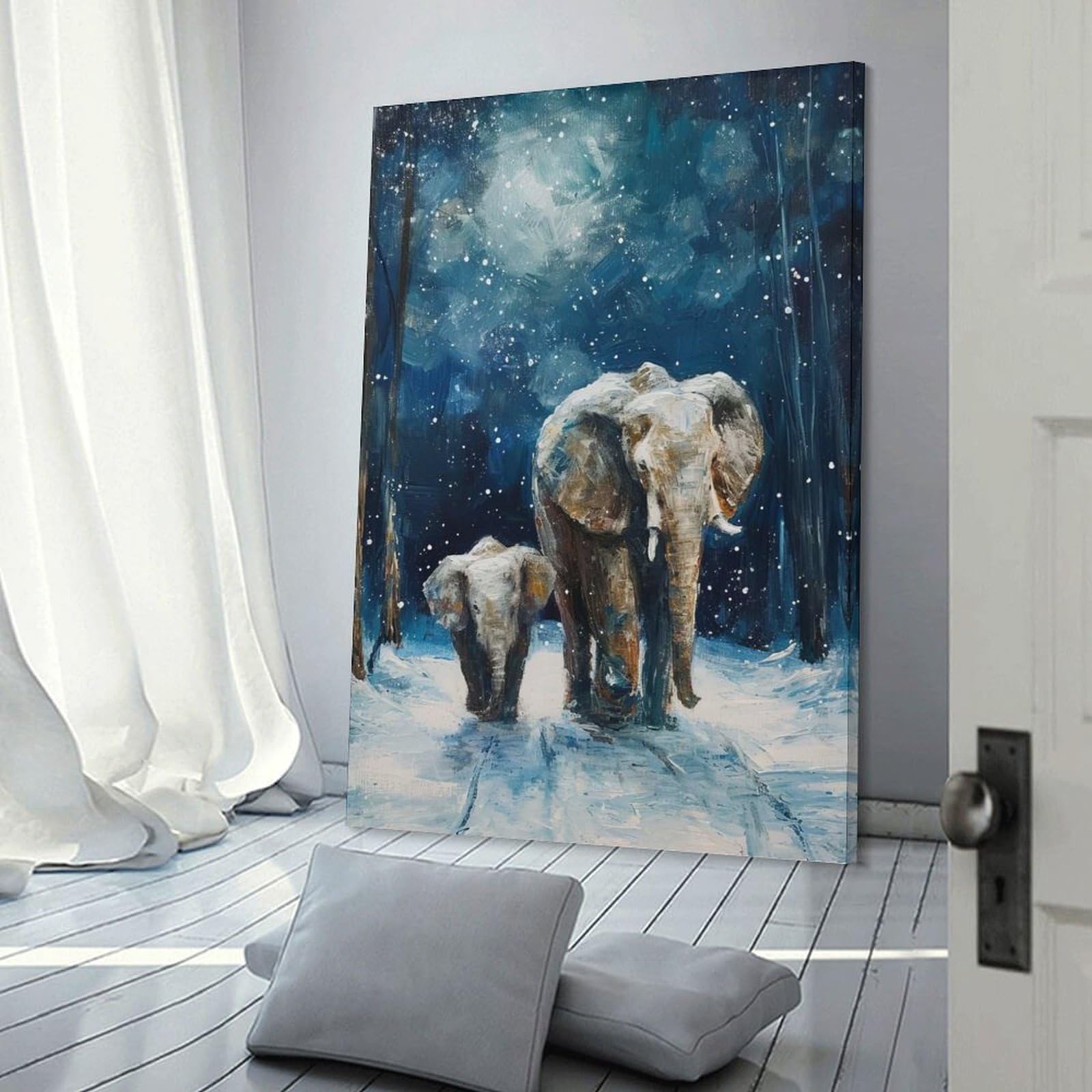 Junmoney Winters Gentle Giants Decorative Canvas Print 24x36inch(60x90cm), for Study, Office Or Focused Interiors, Wall Art That Adds Style to Work Areas