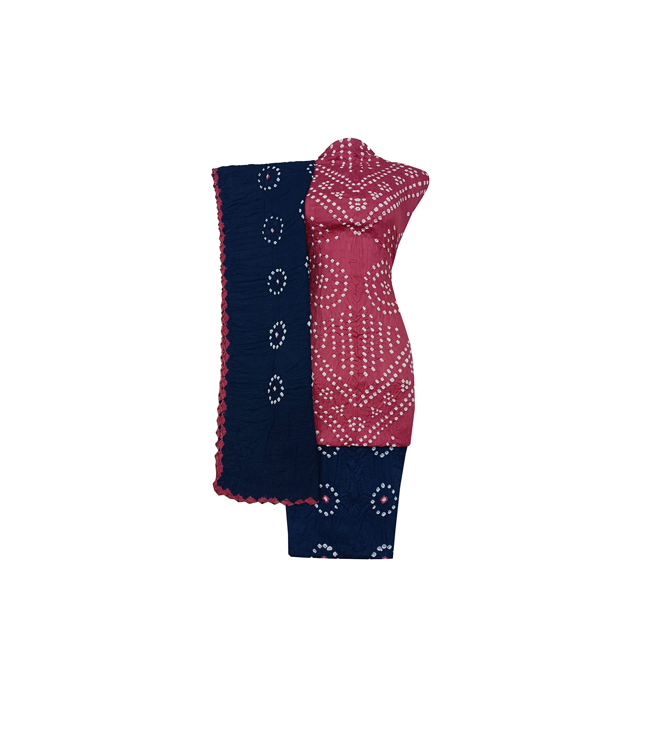 adhin Women's Kutchi Bandhani Dress Materials for Women Cotton Bandhej Salwar Sute BDM1405 Pink-picture-21
