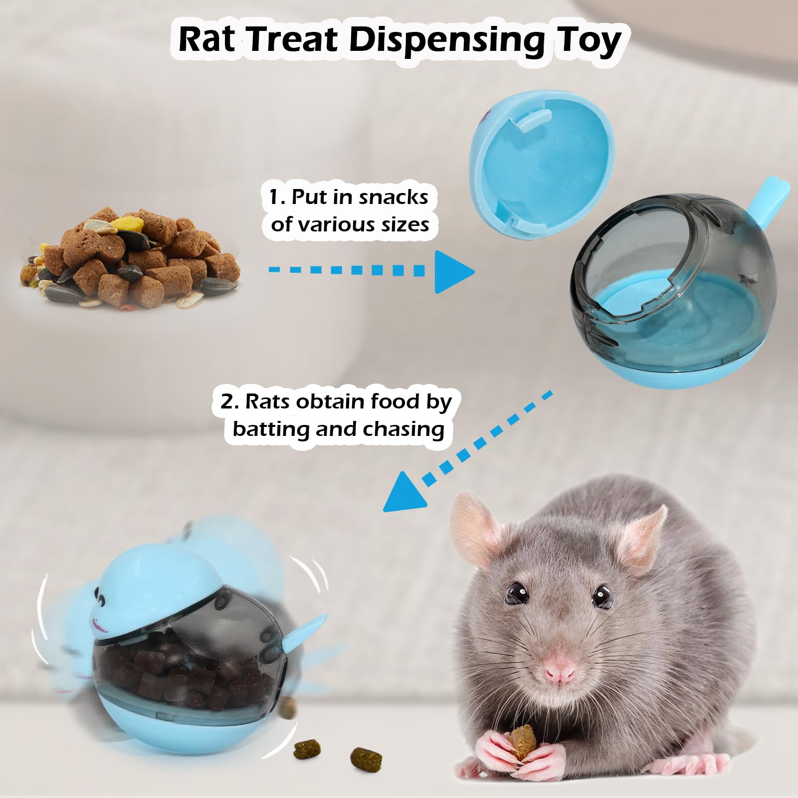 5Pcs Rat Enrichment Toys, 304 Stainless Steel Foraging Fruit Veg Holder, Treat Dispenser, Interactive Puzzle Slow Feeder, Rotating Sniffing Cage Accessories for Rats/Mice/Birds - image 3