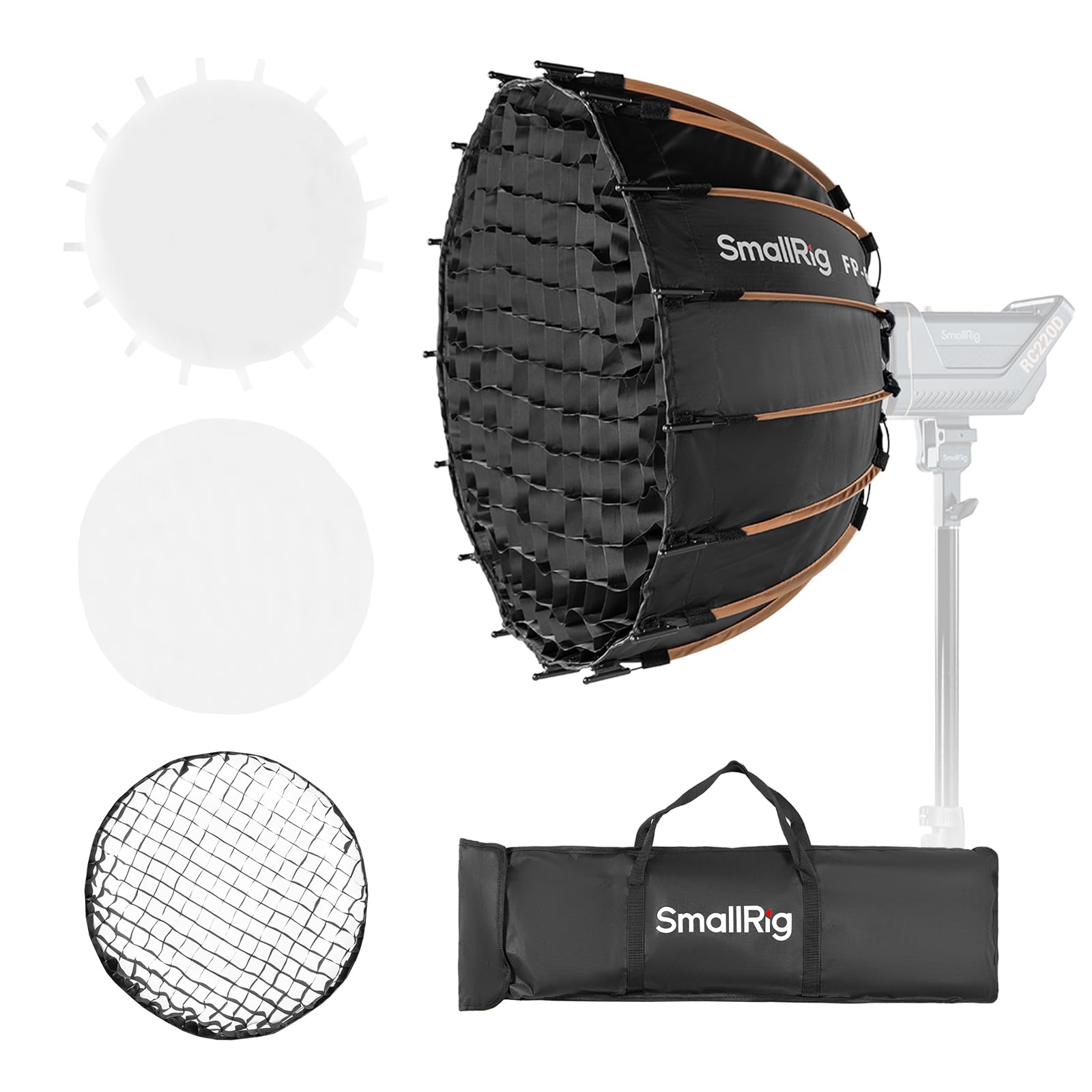 SmallRig FP-60 Parabolic Softbox, Bowens Mount, Quick-Setup, Dual Diffusion with Grid, 5396