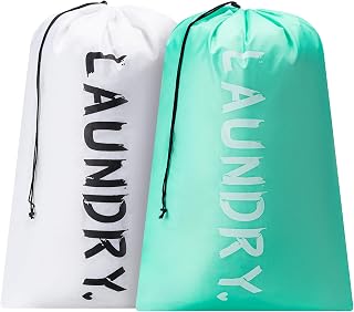 2 Pack Travel Laundry Bag,28" x 40", Extra Large Dirty Clothes Organizer