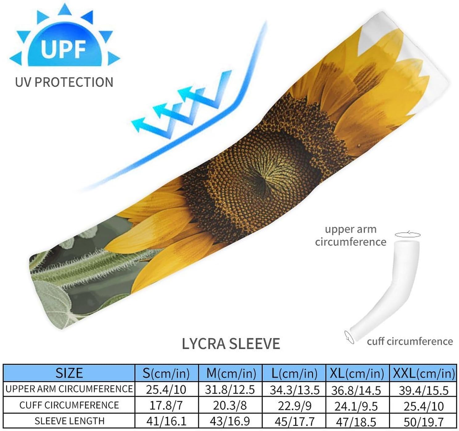 Bloom Sunflower Arm Sleeves for Men Women Sun Protection Sleeves Cooling Compression Arm Covers for Sport