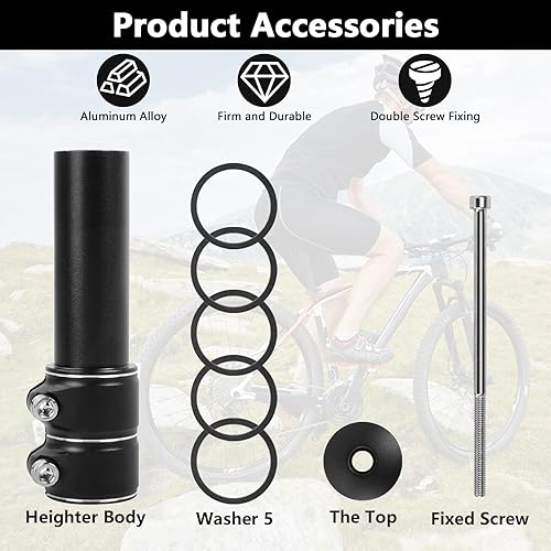 Miniatura 2 de Extensor ajustable para manillar de bicicleta que aumenta la altura de la barra hasta 5.3 pulgadas para la mayoría de bicicletas de carretera, MTB,
