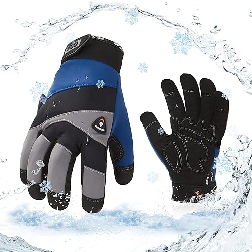 Vgo... 1 par de guantes de trabajo de invierno a prueba de frío, resistentes al aceite, resistentes al agua y al viento (talla L, negro y gris, disponible en Yaxa Peru