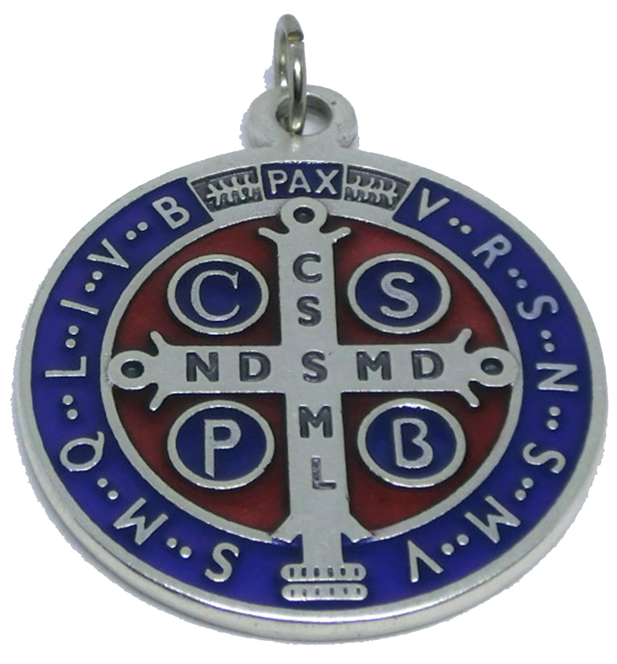 Generico 60.049.31 medaglia di san benedetto smaltato argento da 32 mm con anello esorcista esorcismo