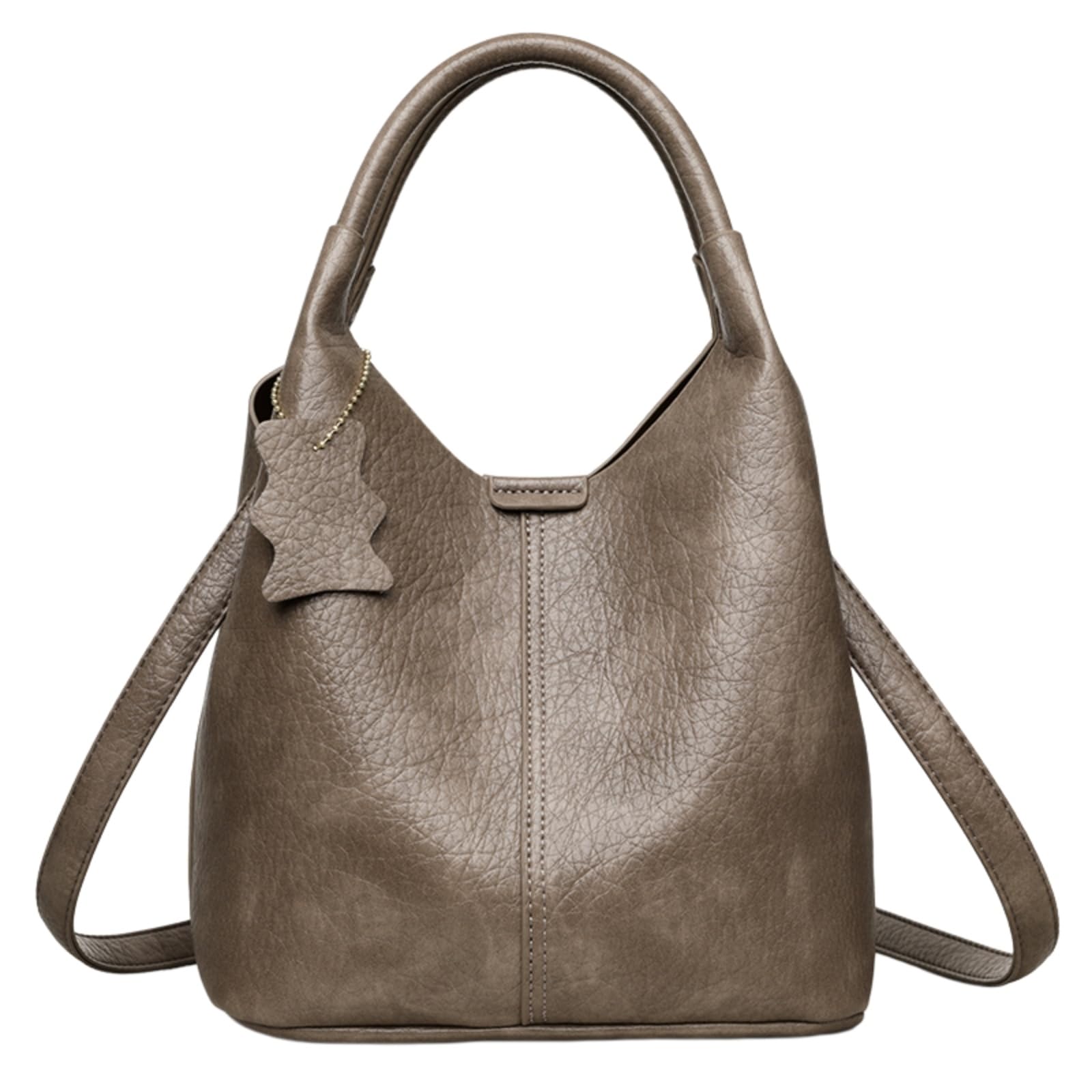 Kosmetiktasche Frauen Weiche Leder Eimer Tasche Stilvolle Tote Handtasche Vielseitige Schulter Crossbody Täglichen Gebrauch-Gray-China Mainland