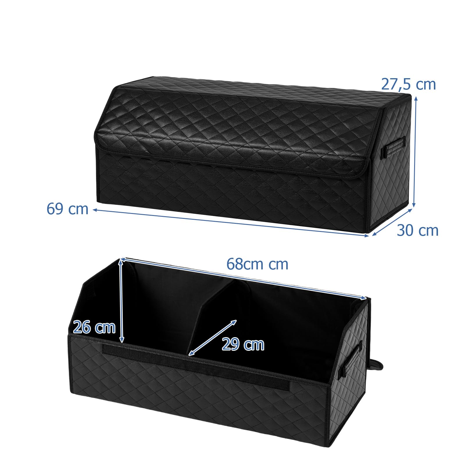 GYMAX Organizador Maletero Coche, Caja Plegable XL, XXL para SUV y Camiones conImpermeable y Base Antideslizante, Accesorios Auto Gran Capacidad (69 x 30 x 27.5 cm,Superficie Estructurada)