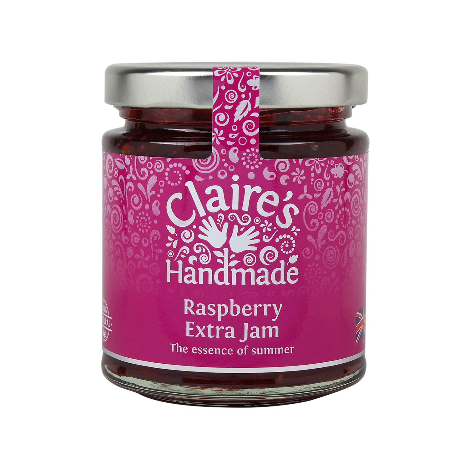 Claire's Handmade | Extra Fruity Raspberry Jam | Award Winning | Essence of Summer | Traditionally Made | Gluten Free | GMO Free | Suitable for Vegetarians & Vegans | 227g Jar