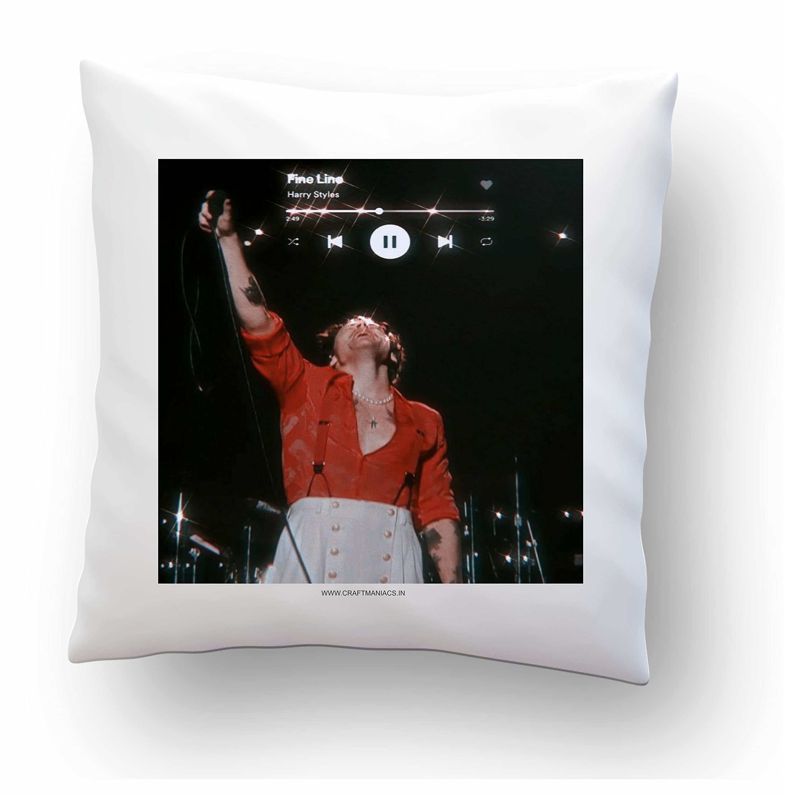 CRAFT MANIACS Harry S RED Shirt FINE Lines 16x16 Inch Pillow with Filler Merch for Styles Lovers, Square