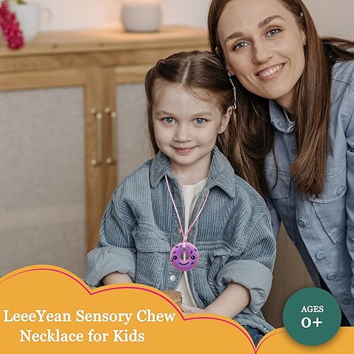 Miniatura 7 de Collares para Masticación para Niños Sensoriales, Collar de Silicona Masticable para Niños con Autismo, TDAH, TEP, Masticación, Paquete de 6