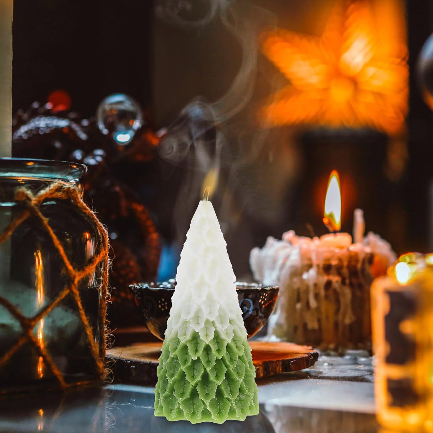 2pcs Christmas Tree Scented Candle Xmas Paraffin Decor for Festivals