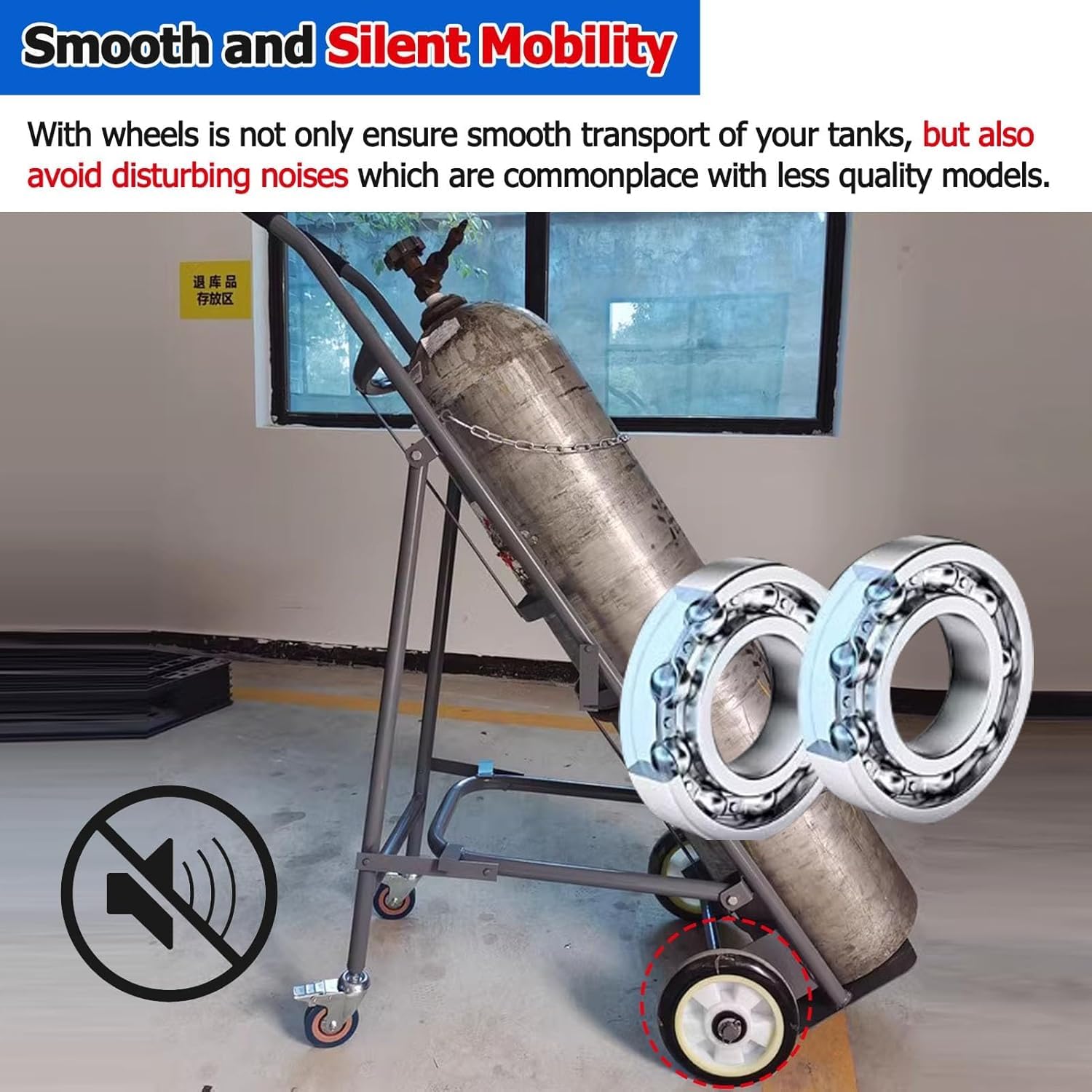 Carrello portabombole di Ossigeno Blu Resistente, Carrello Portatile per bombole di Gas con Ruote, Organizer in Acciaio per bombole di Ossigeno, Ideale per Uso Domestico e Medico.