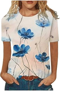 BaoDan Tops Wear with Leggings Tunics Unisex Button-End Baggy Short Sleeved Balconette Bra Bandeau Dog Days Connects Body Skirt Funky Stripe Floral Print
