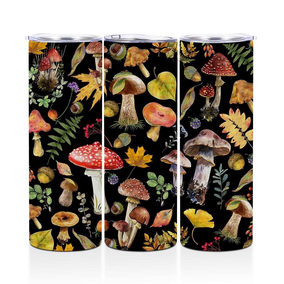 Mushroom Gifts, 20 Oz Straight Skinny Tumblers, Stainless Steel Tumbler, Double Wall Vacuum Travel Mug, Mushroom Stuff Animal Coffee Cup, Insulated