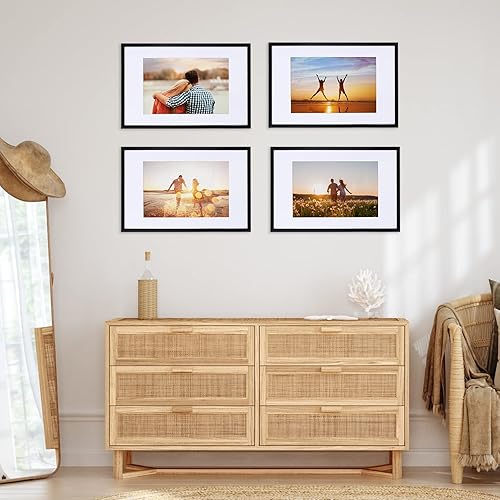 Miniatura 4 de Giftgarden Portarretratos de 11 x 17 pulgadas, paquete de 4 marcos mate de 11 x 17 pulgadas para fotos de 8 x 12 pulgadas con paspartú, póster de 11