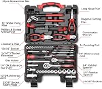 TOPEX Ensemble d'outils à main de 65 pièces, kit de réparation automobile portable de qualité supérieure avec pinces, tournevis, boîte de rangement/ensemble d'outils à main pour entretien à domicile