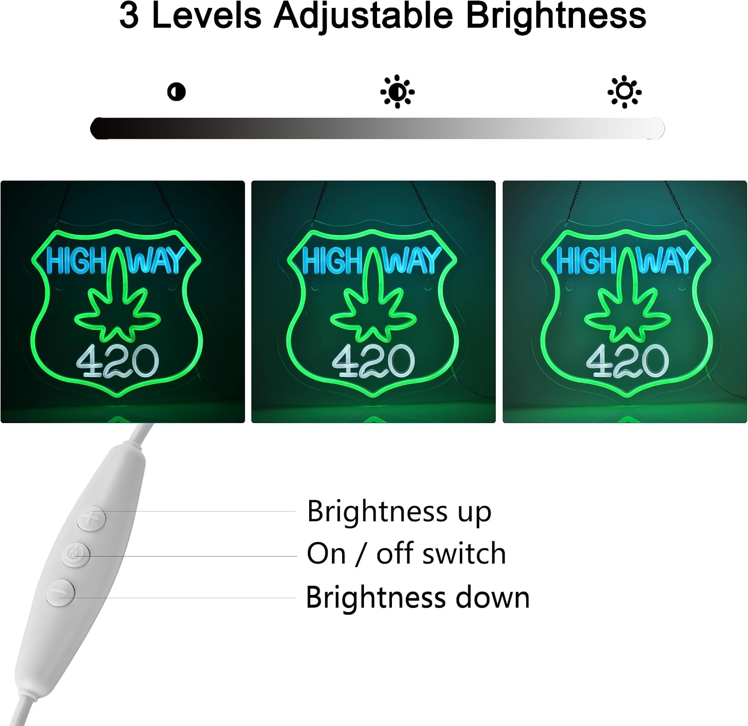 Highway 420 Neon Sign, Neon Lights Hanging Wall Art Decoration for Restaurant Store Shop Cafe Bar Pub Market Men Cave Party Home Decor, USB Powered Ultra Bright Dimmable,12.6 * 12.6inch