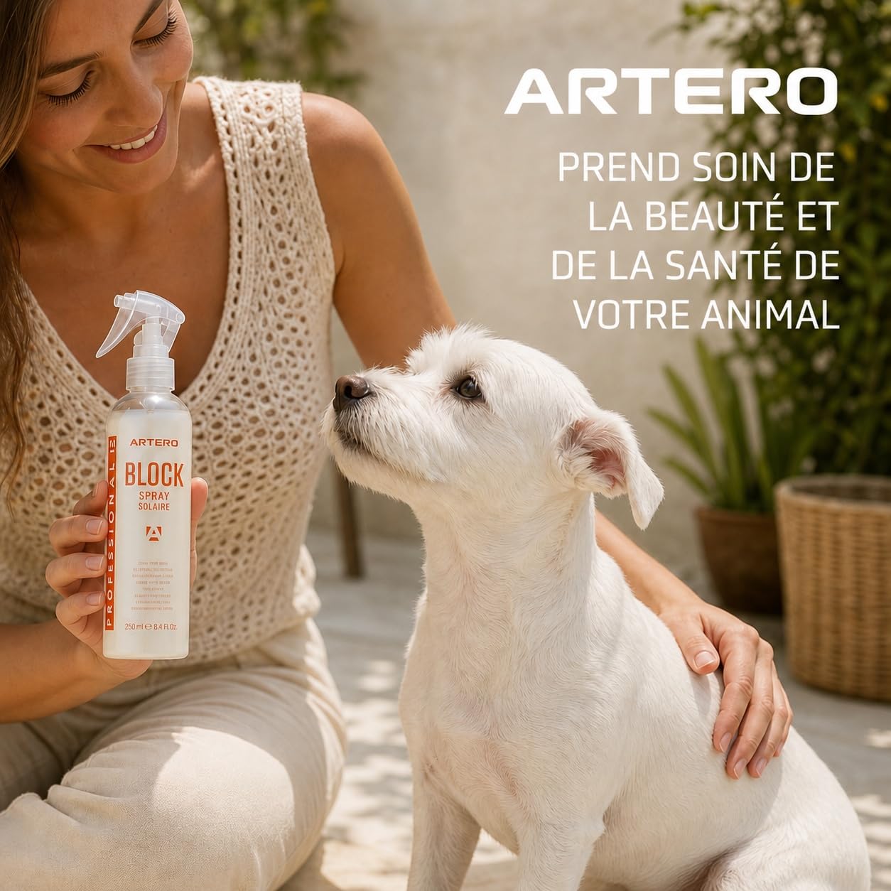 ARTERO Block. Crème Solaire pour Animaux de Compagnie. Protège Le Pelage des Effets des Rayons UV et infrarouges.