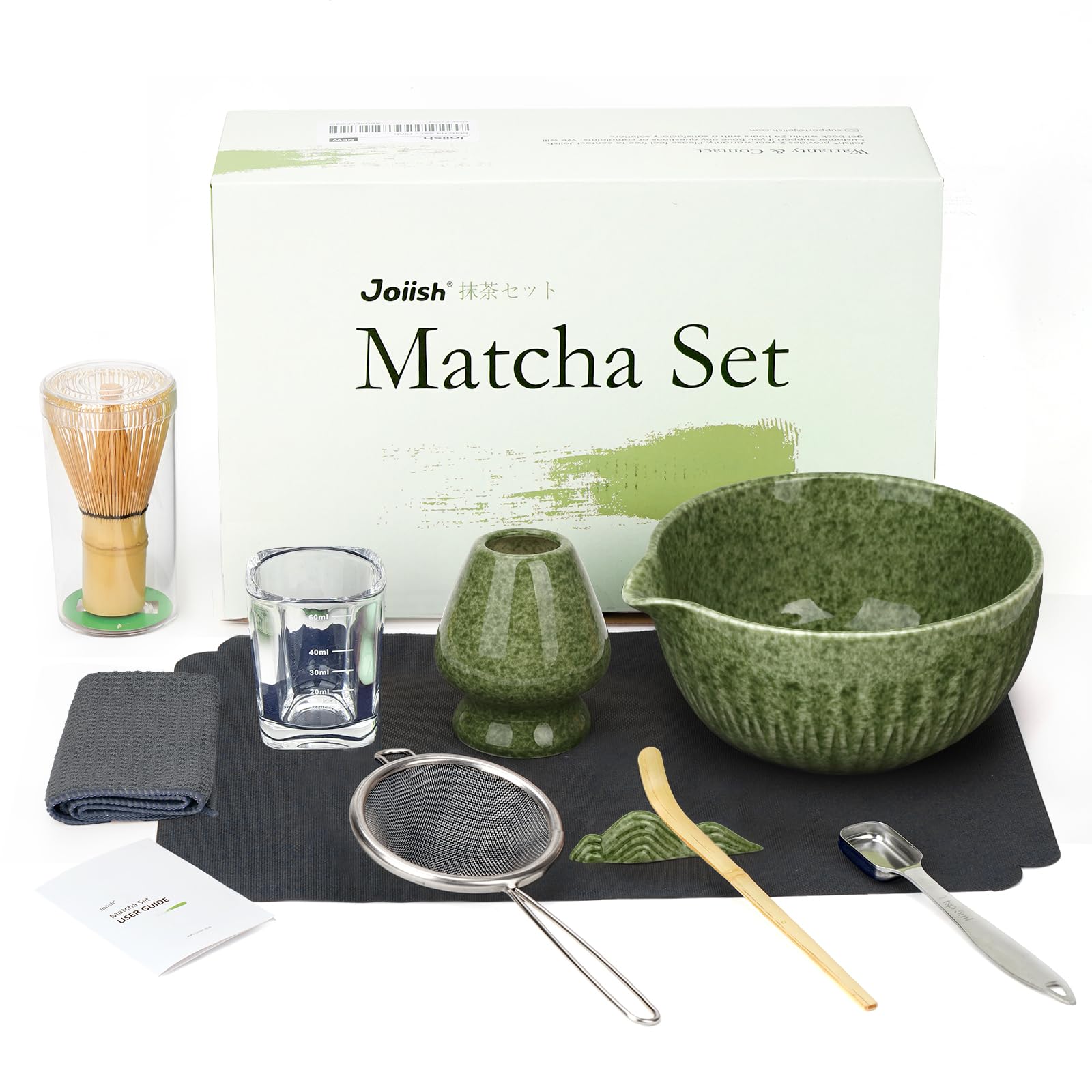 Joiish Matcha Whisk Set, 10-Pcs Matcha Kit with Measuring Spoon/Cup