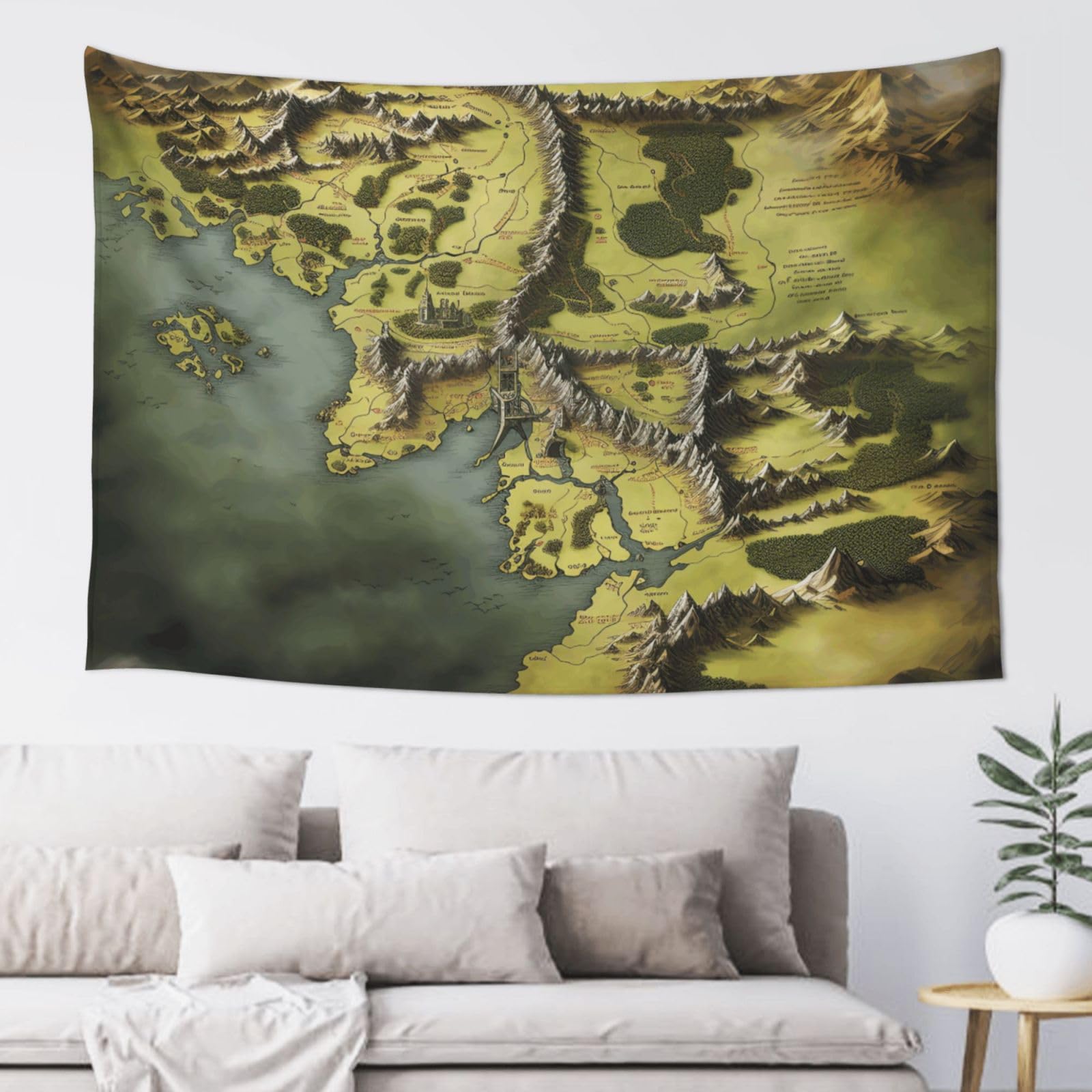 FodPand Middle Earth Map Tapestry for Bedroom Aesthetic, Wall Hanging Tapestries Art Decor Backdrop Wall Tapestry for Dorm Living Room Funny Poster Party Banner Background 40" X 60"