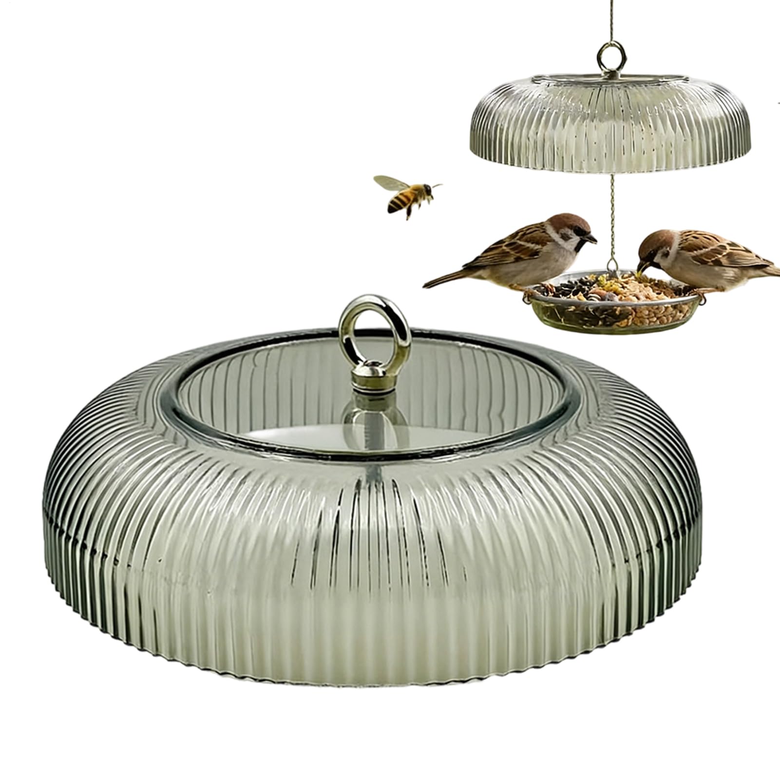 Protector de alimentación de pájaros exterior con deflector robusto y accesorios