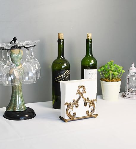 Miniatura 2 de Owlgift Servilletero de bronce barroco  Estante decorativo de papel de metal para mesa, correo o organizador de facturas  6 x 2 x 5.3 pulgadas,