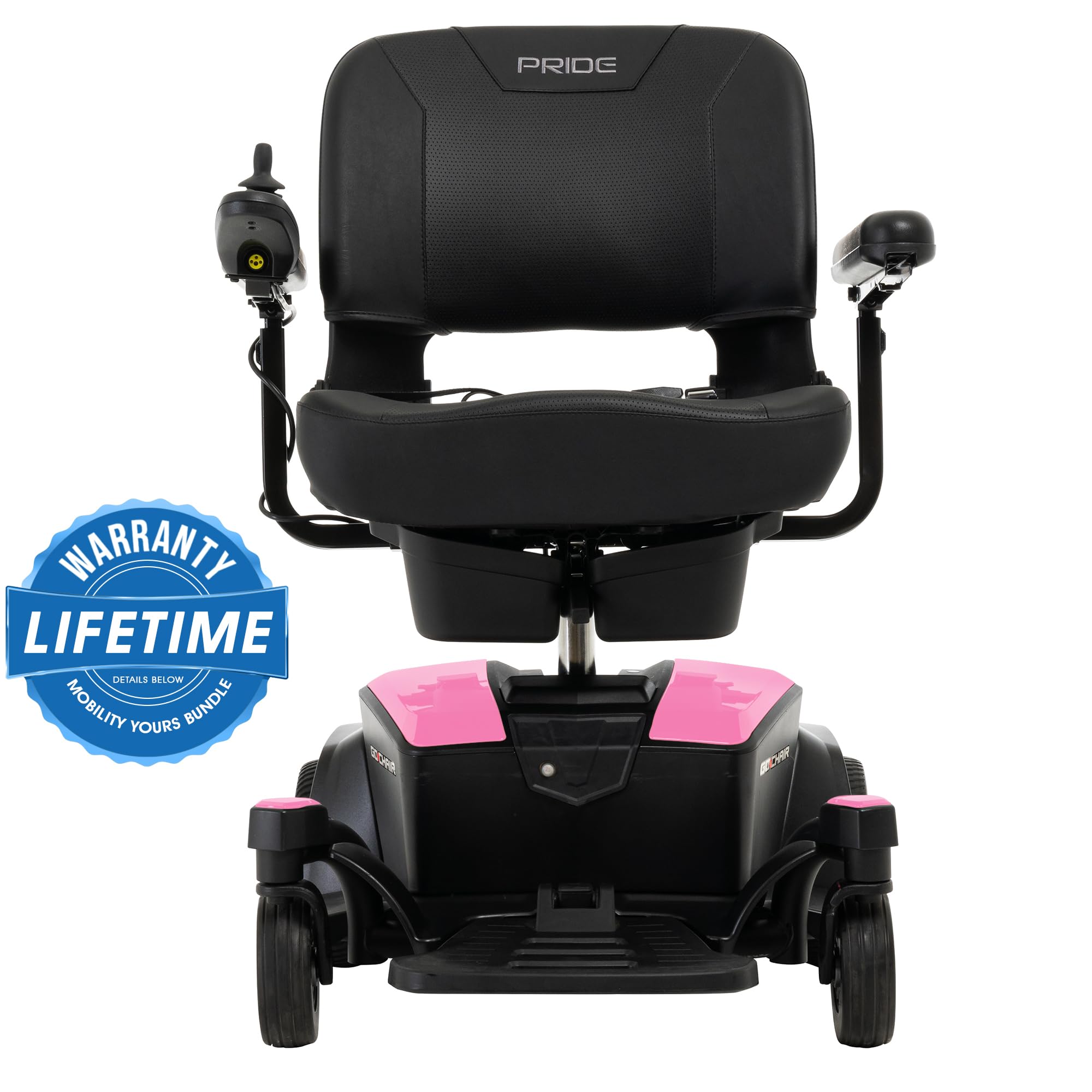 GO Chair Portable Electric Wheelchair for Adults+ Rear Basket, Cup Holder, Saddle Bag Compat. with Pride Mobility l 300 lbs Wt. Capacity, Ext. Warranty (Rose Quartz, 18