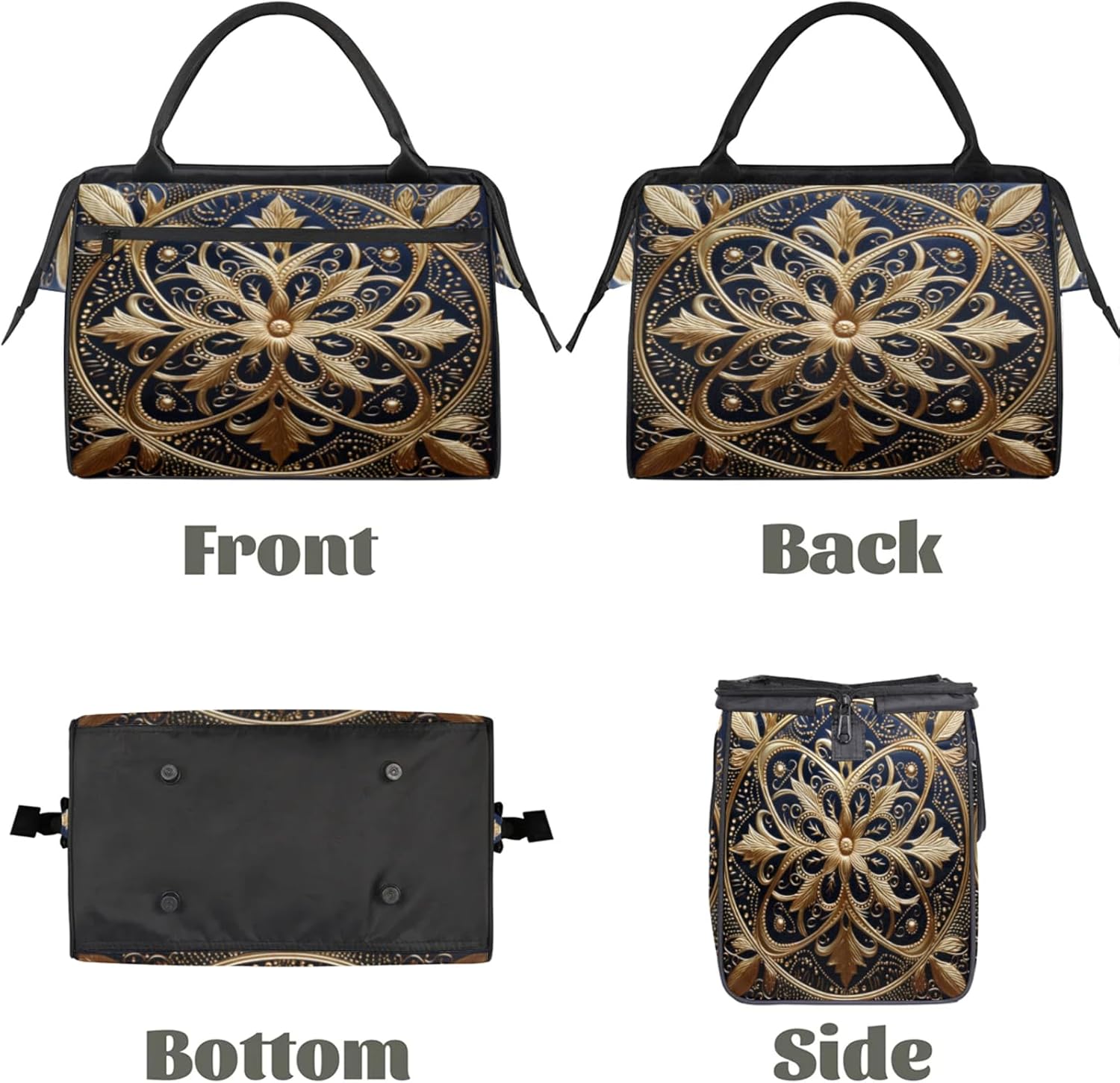 Overnight Weekender Bag for Women Men Gold Vintage Carpet Texture Waterproof Carry On Travel Duffel Bags with Zipper Lightweight Sports Gym Bag Luggage Workout Handle Bags for Traveling Yoga Camping - Image 5