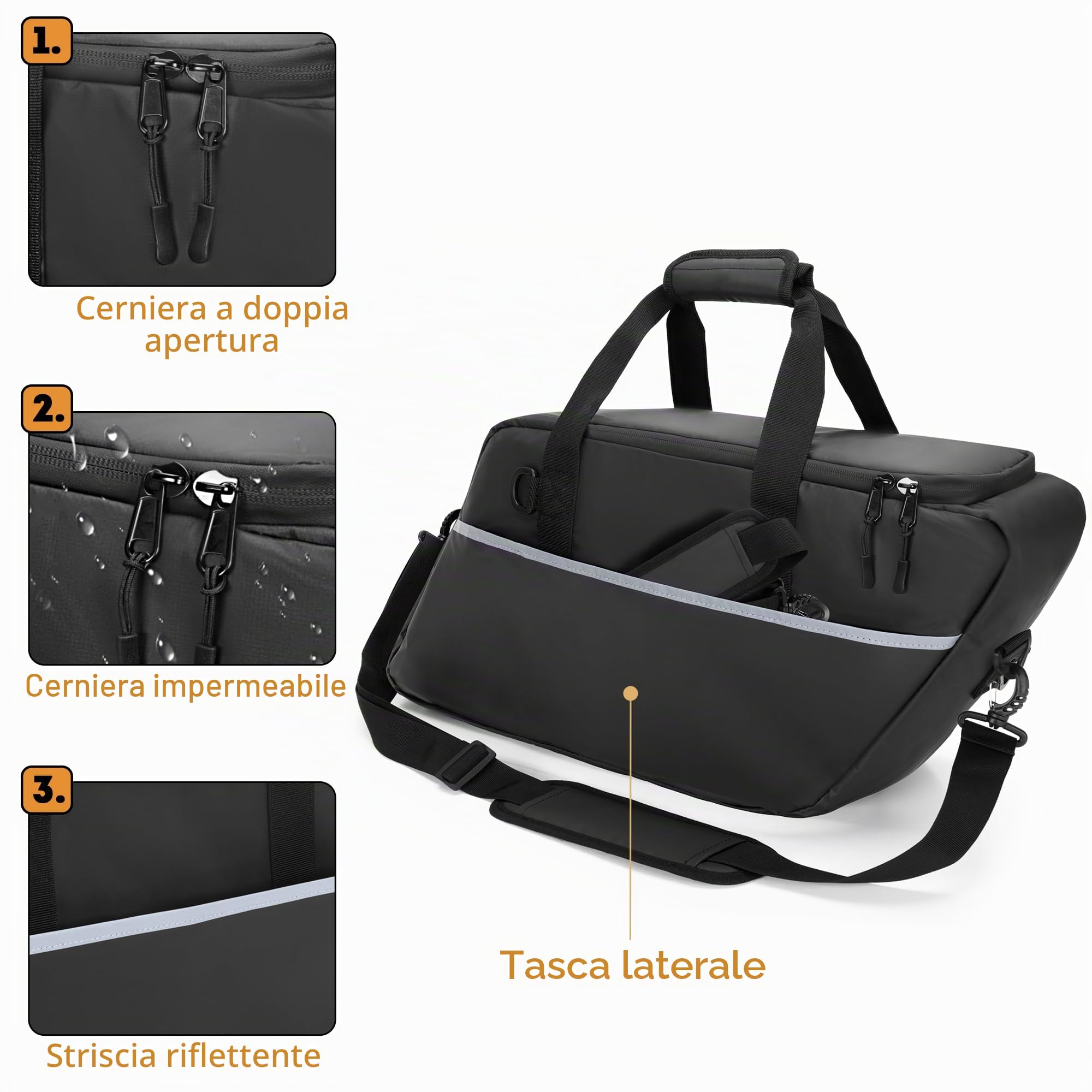 HODRANT Borsa Laterale da Moto con Tracolla (Solo Borsa) | Borse Laterali Rigide Compatibili con Harley-Davidson Touring (1993-2022)